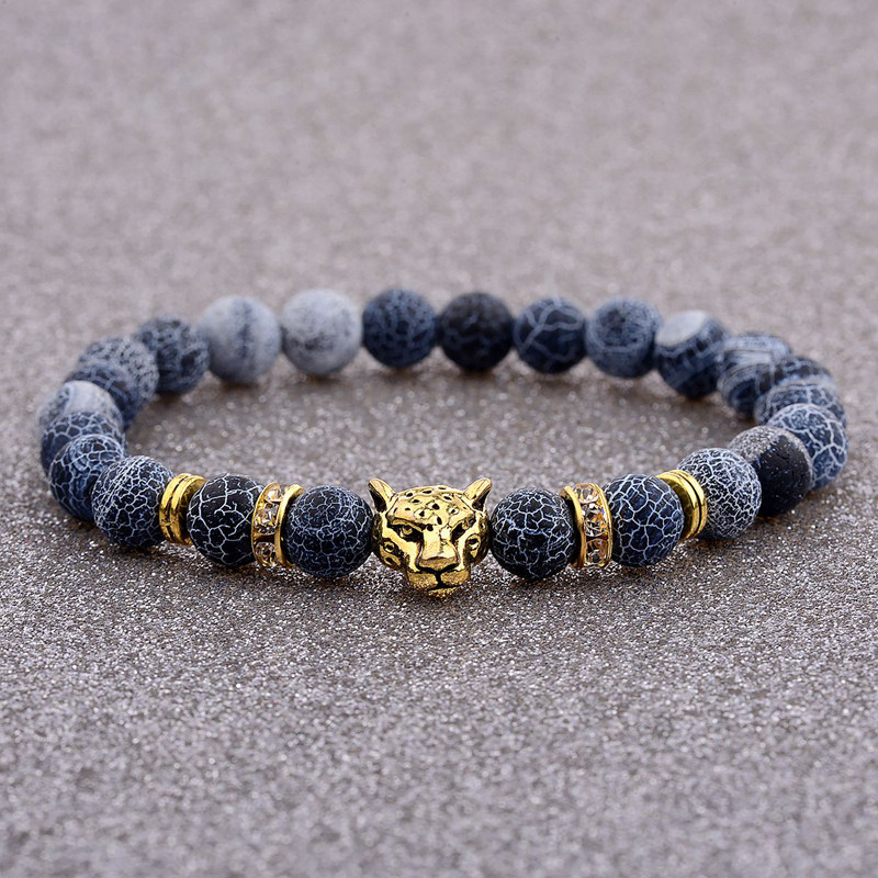 Yoga Health & Fitness Center - Vintage Charm Alloy Leopard Head Men's
