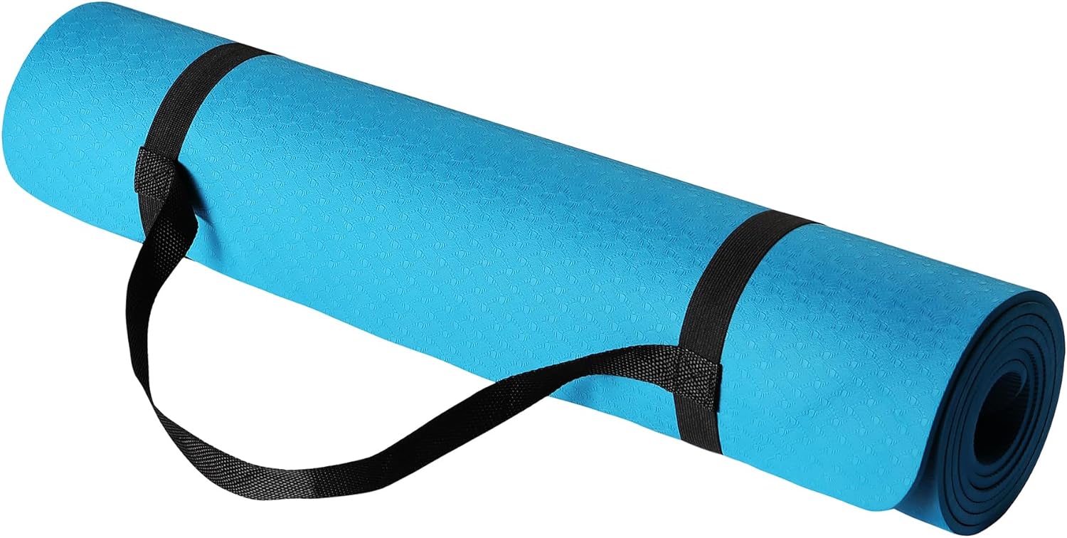 Yoga Fitness Mat - 1/4 Inch Thick TPE Exercise Yoga