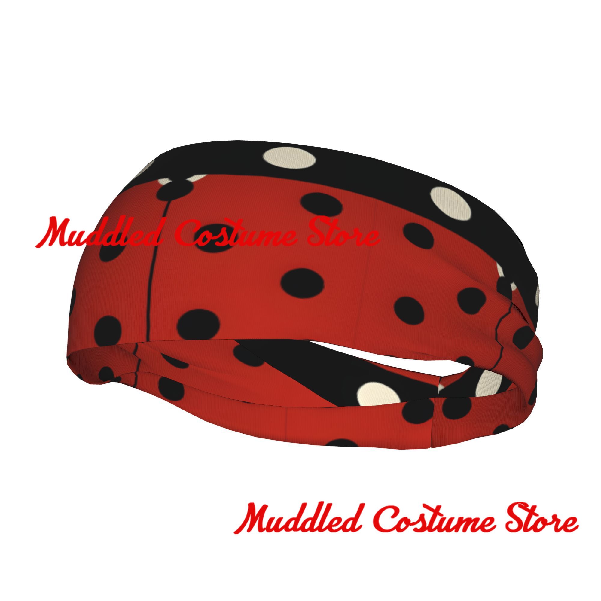Yoga Fitness Hk - Ladybug Beetle Sports Headband White Polka