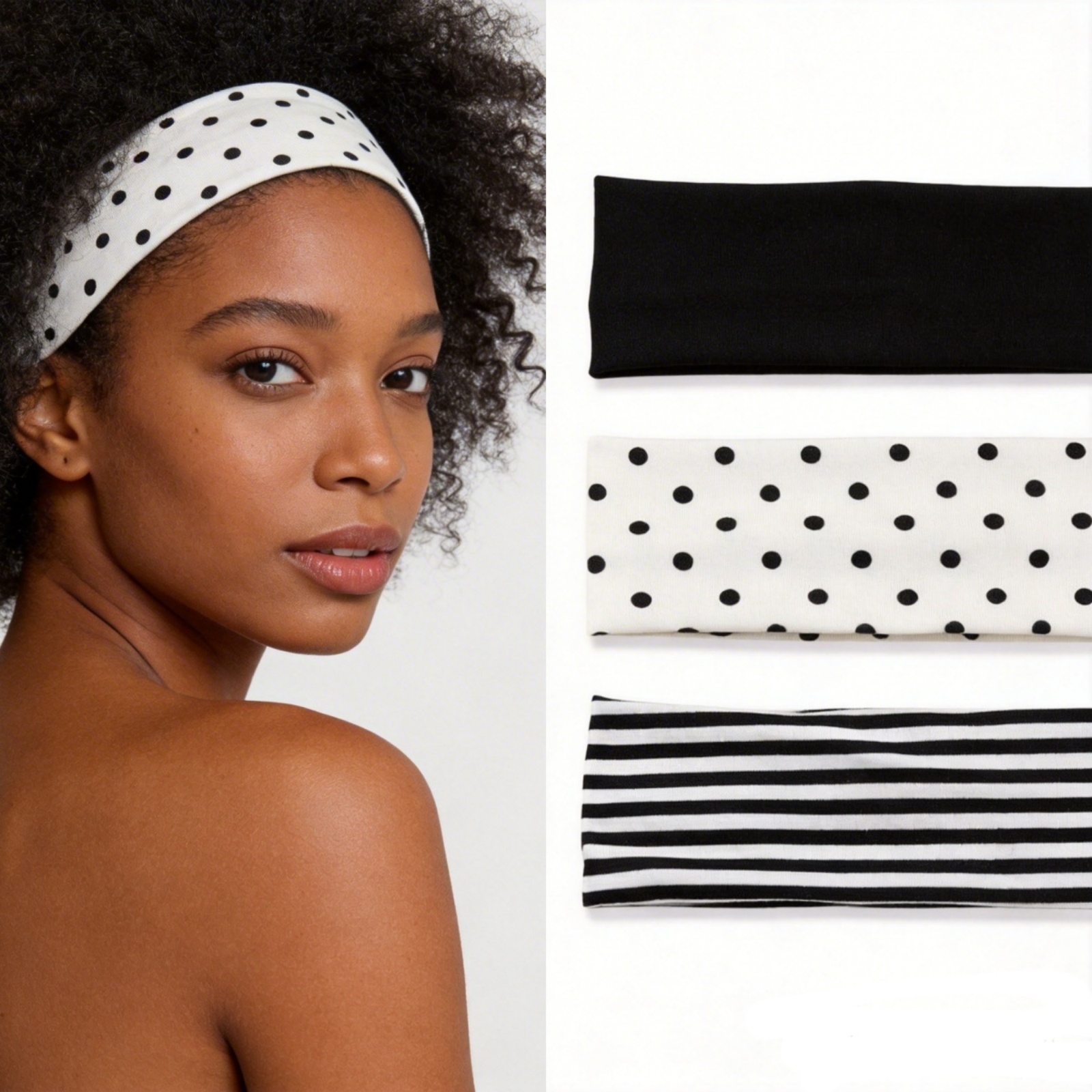 Yoga Daily Fitness - 3Pcs Black & White Polka Dot