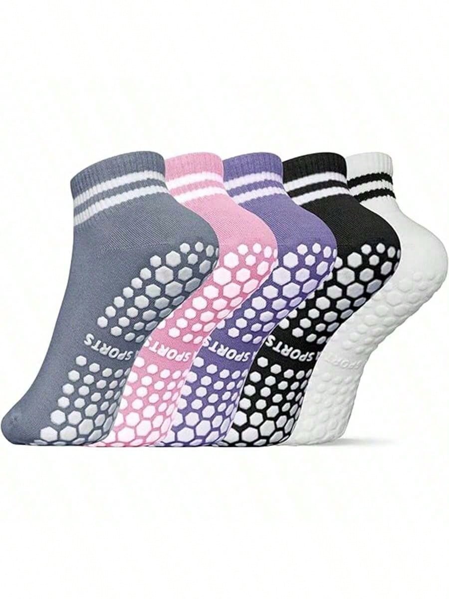 Yoga Daily Fitness - 5 Pairs Women Double Stripe Non
