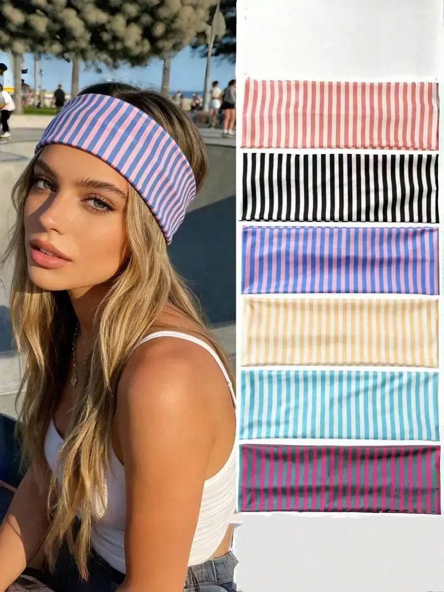 Yoga Daily Fitness - 3pcs Womens Striped Elastic Sports Headbands