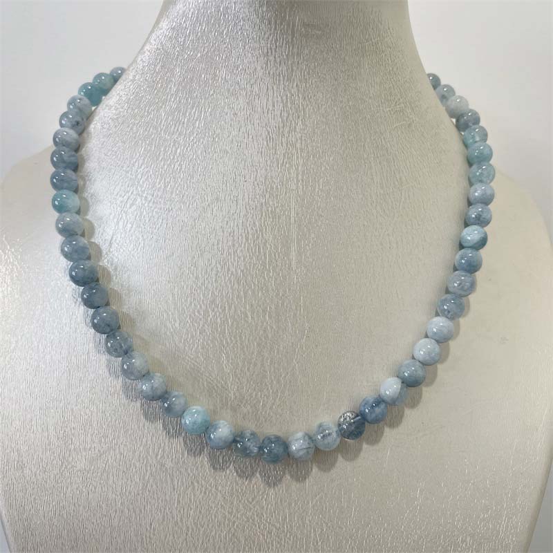 8MM Aquamarine Jade Necklace B - Yoga Health & Fitness Center recensione e prezzo