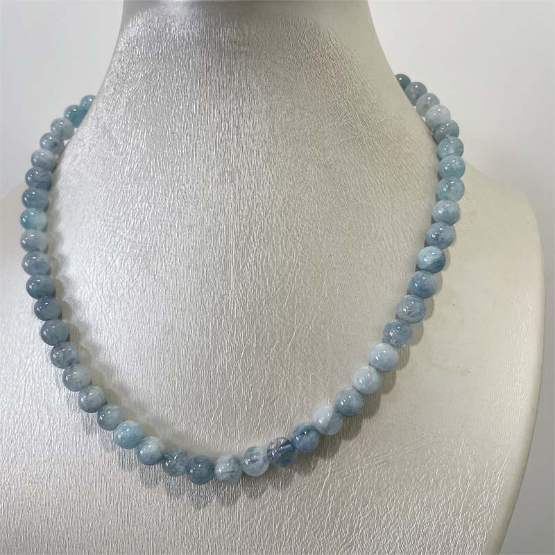 8MM Aquamarine Jade Necklace B - Yoga Health & Fitness Center recensione e prezzo