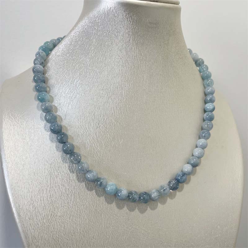 8MM Aquamarine Jade Necklace B - Yoga Health & Fitness Center recensione e prezzo