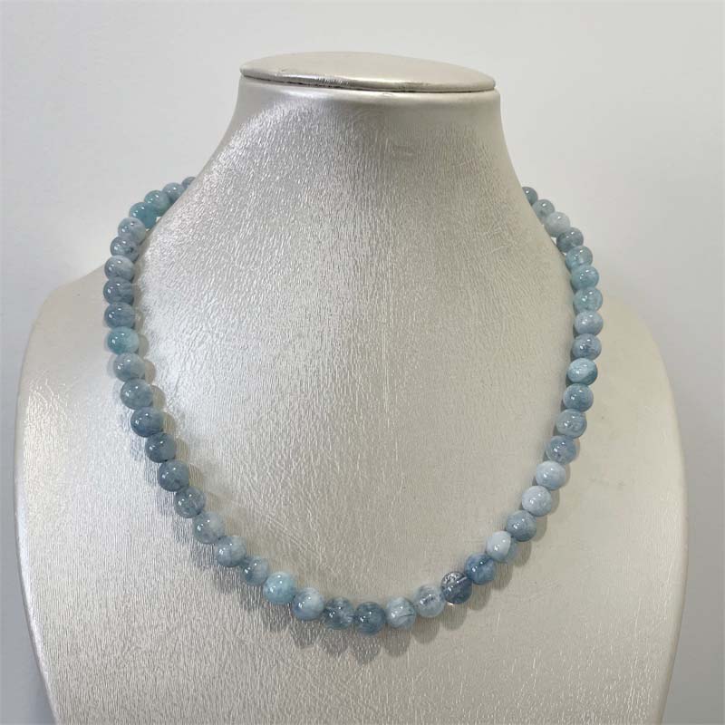 8MM Aquamarine Jade Necklace B - Yoga Health & Fitness Center recensione e prezzo