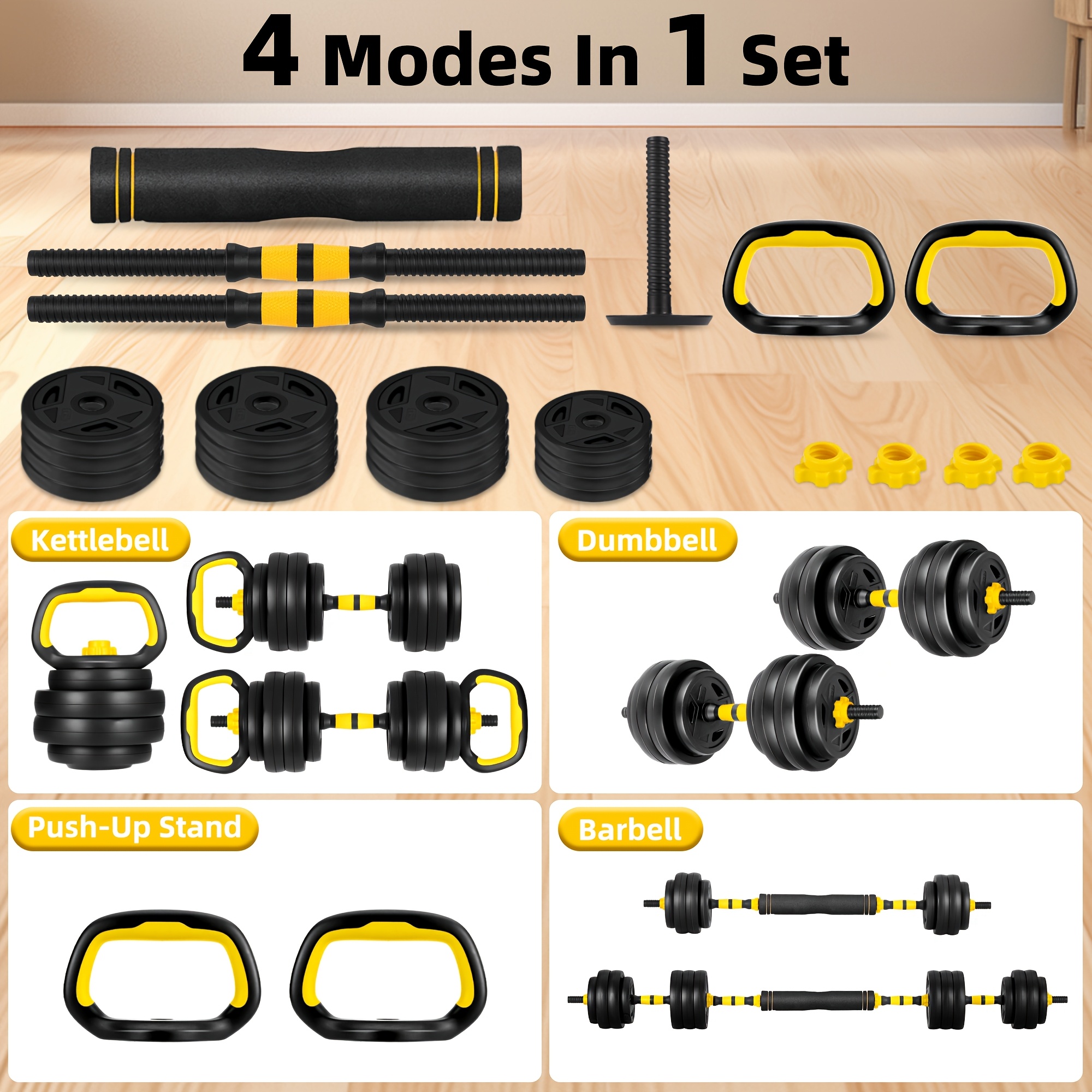 Yellow 4-in-1 Adjustable Dumbb - Adjustable Dumbbells recensione e prezzo