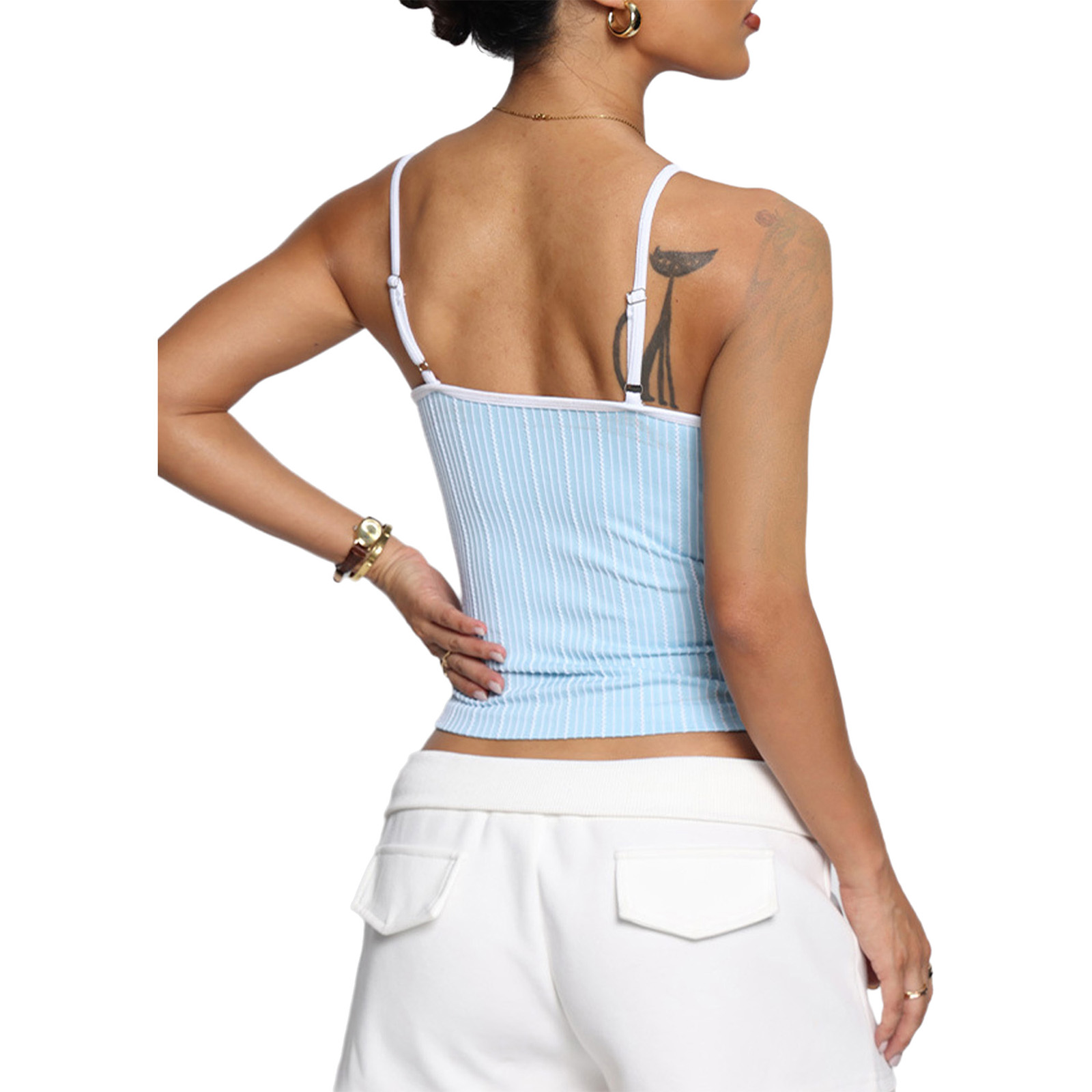 Women U Neck Striped Adjustabl - Yoga Daily Fitness recensione e prezzo