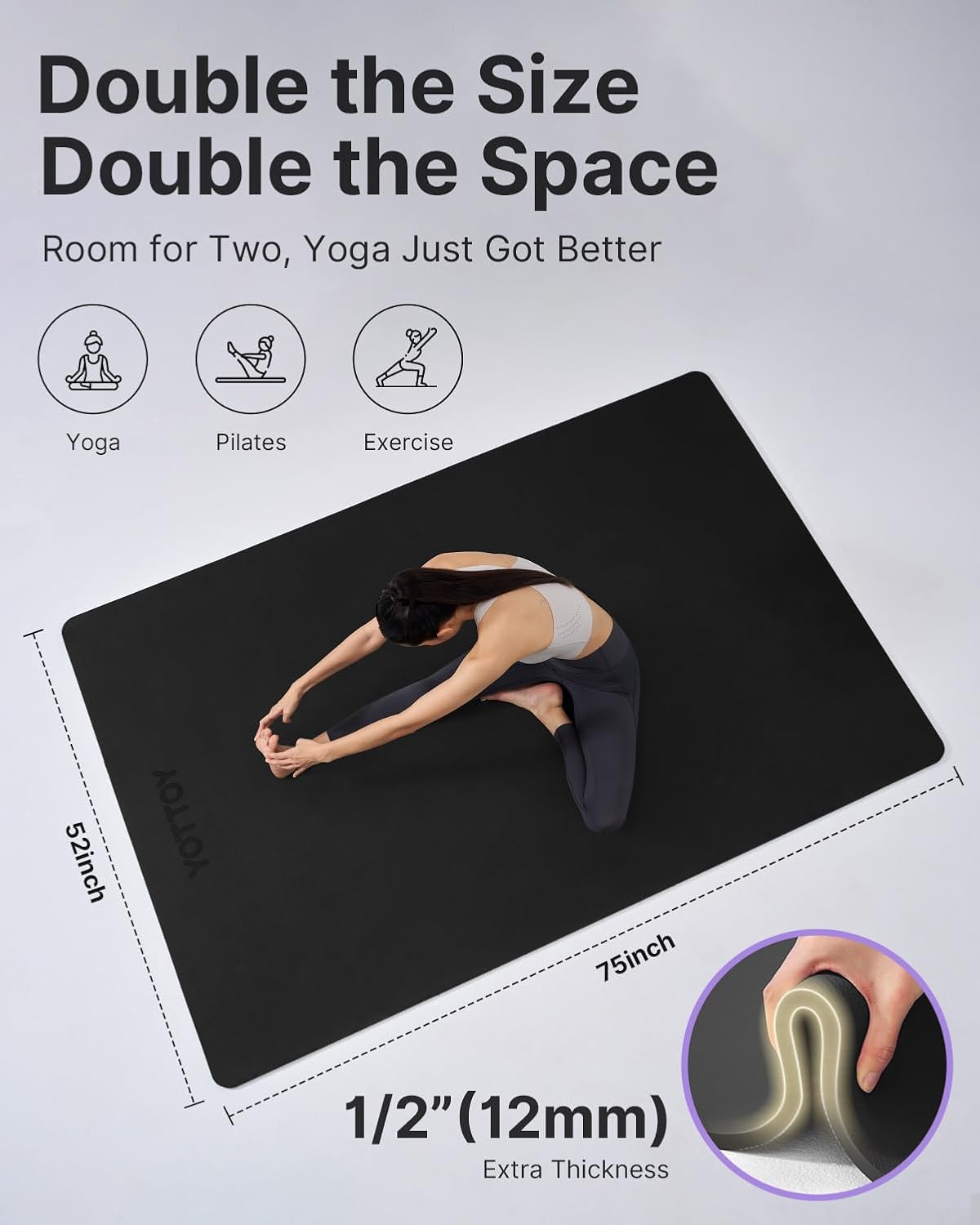 Large Yoga Mat 75x52x1/2in, Ex - Yoga Fitness Mat recensione e prezzo